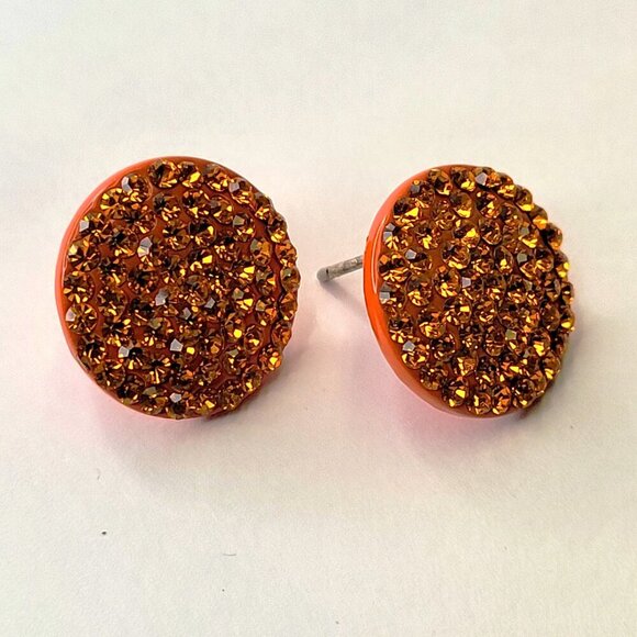 Red Rhinestones Small Earrings - Picture 3 of 6